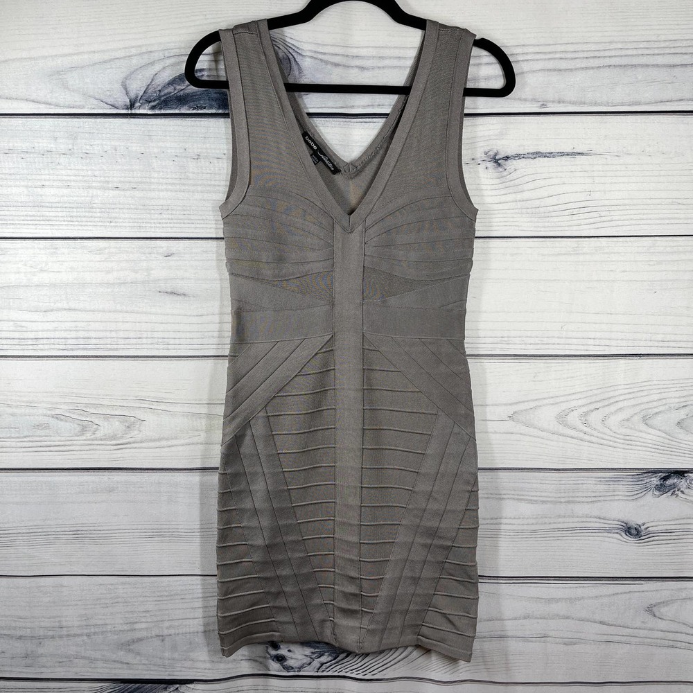 Bebe Addiction Frost Grey BodyCon Dress Size Medium